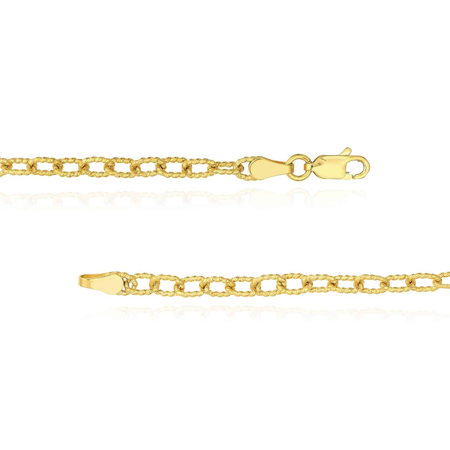 14K Gold Yellow 3.8mm Twisted Cable Bracelet 7.5"