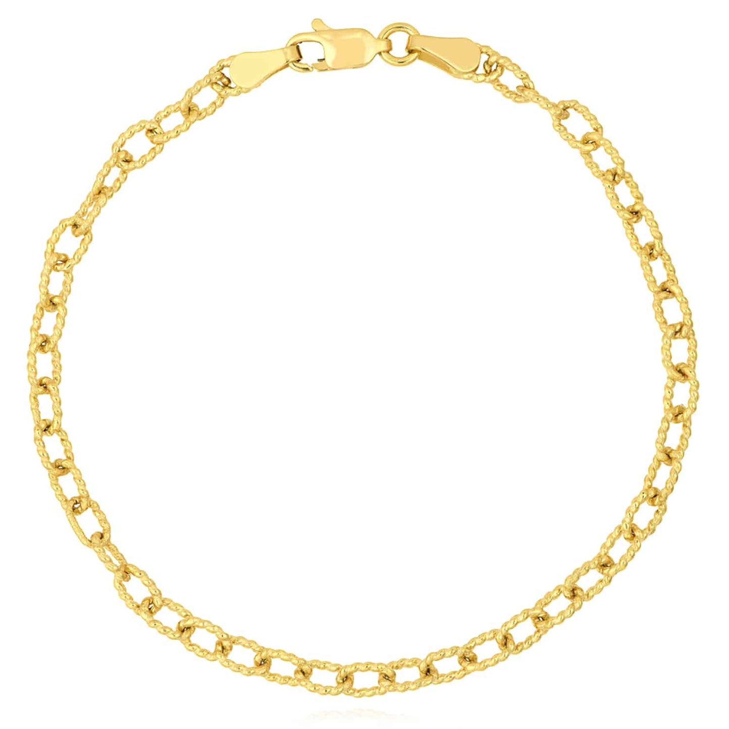 14K Gold Yellow 3.8mm Twisted Cable Bracelet 7.5"