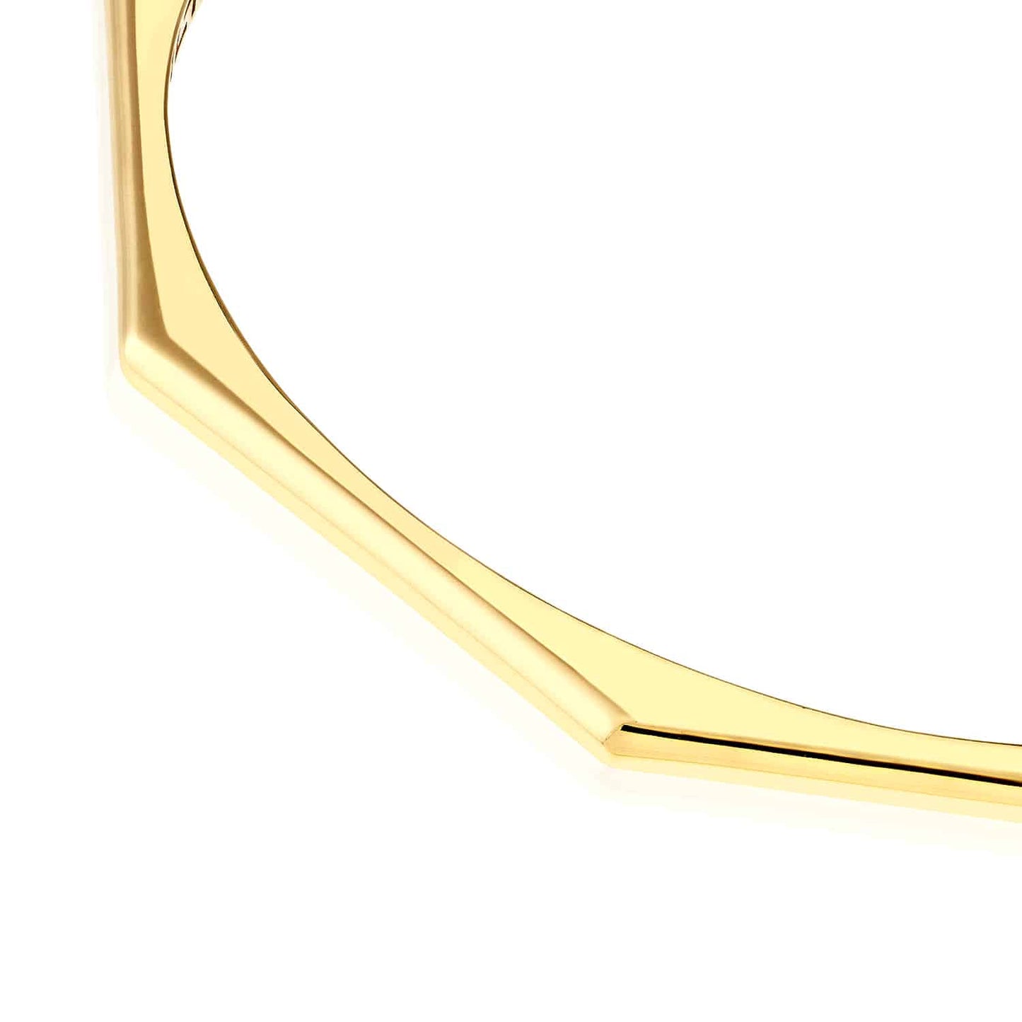 14K Real Gold Yellow 3mm Geometric Octagon Sliding Clasp Bangle Bracelet 7"