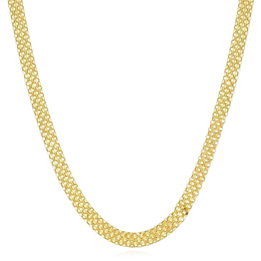 14K Yellow Gold 4.7mm Bismark Necklace (Solid Links) 16"-20"
