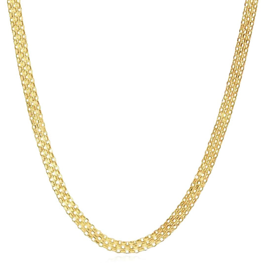 14K Yellow Gold 3.5mm Bismark Necklace (Solid Links) 16"-20"