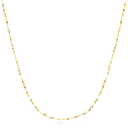 14K Yellow Gold 1.5mm Mirror Necklace (Solid Links) 16"-24"