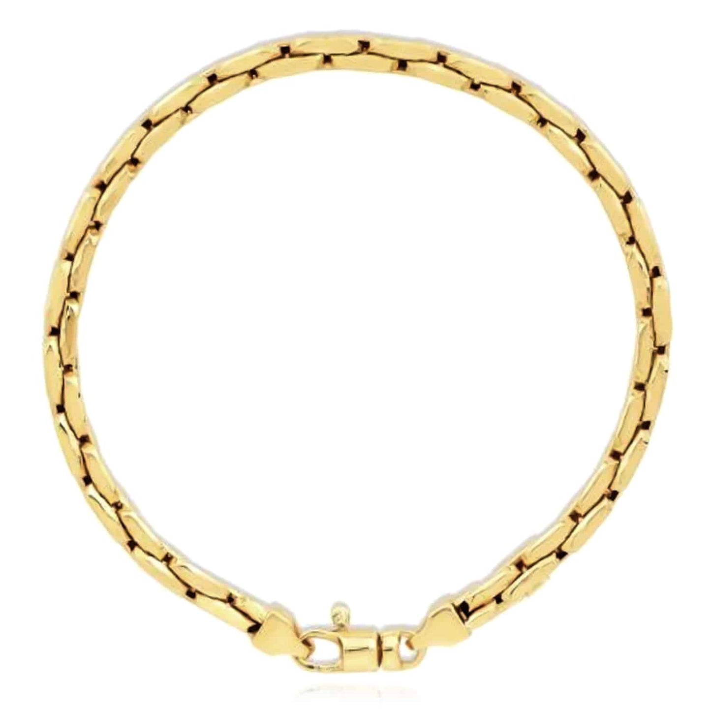 14K Real Gold Yellow White Rose 4.5mm Compressed Cable Bracelet 7.5"