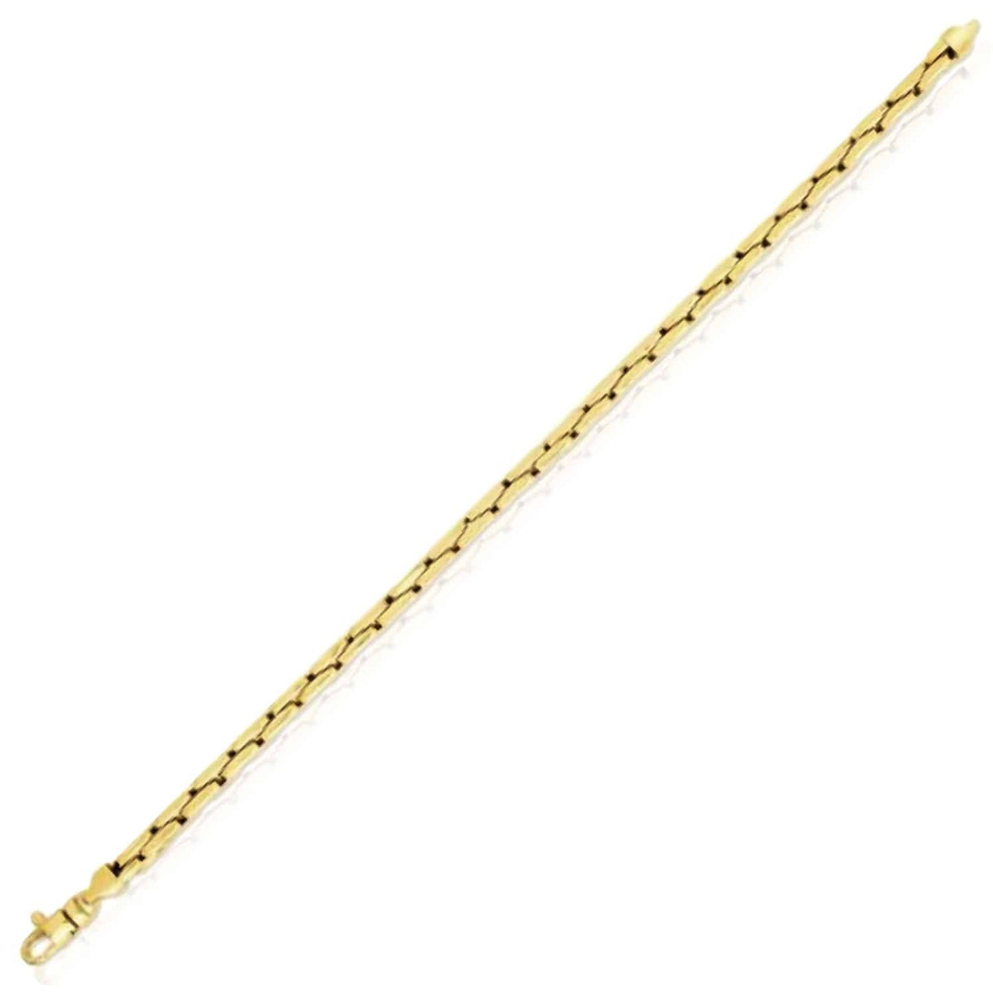 14K Real Gold Yellow White Rose 4.5mm Compressed Cable Bracelet 7.5"