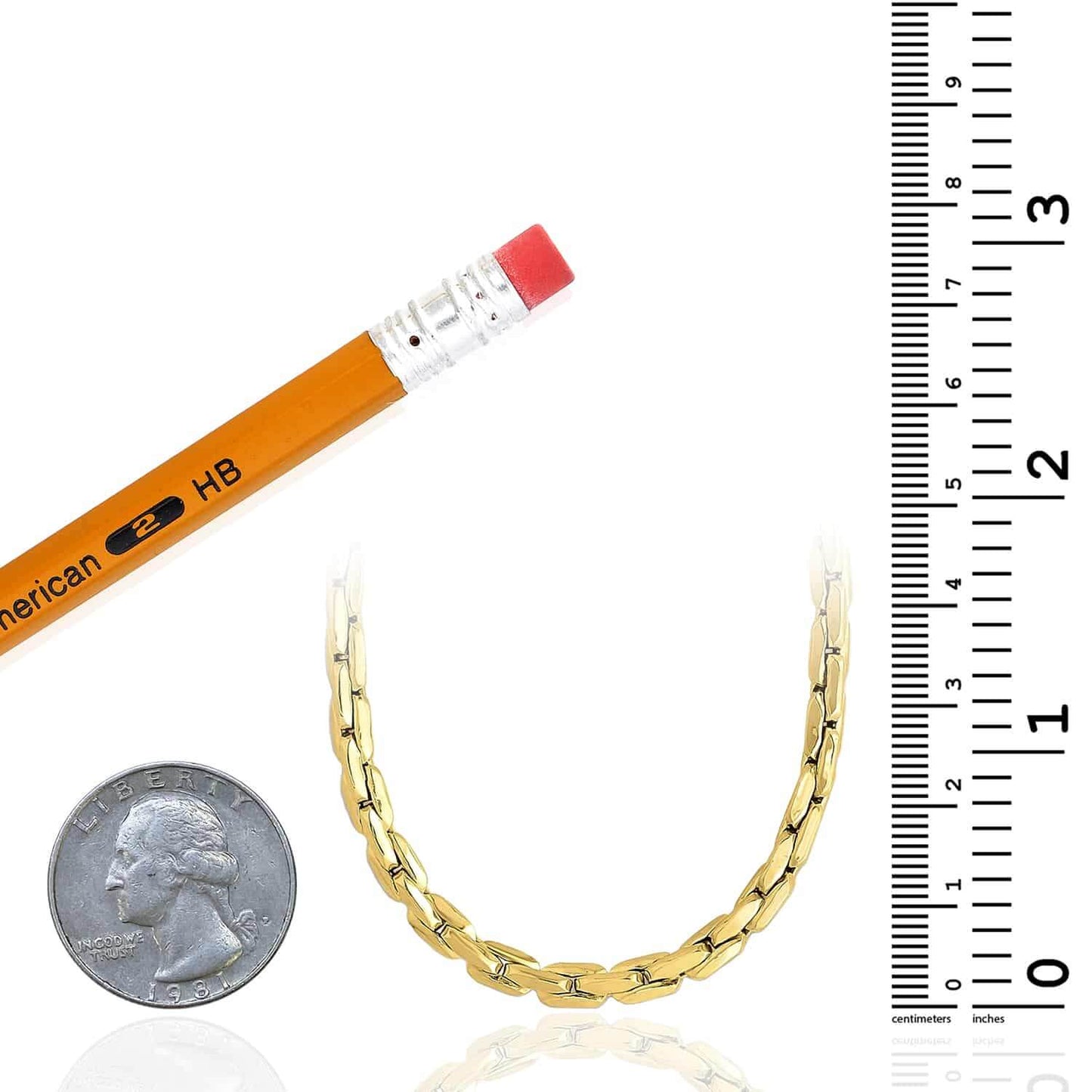 14K Real Gold 4.5mm Compressed Cable Chain Necklace 18"