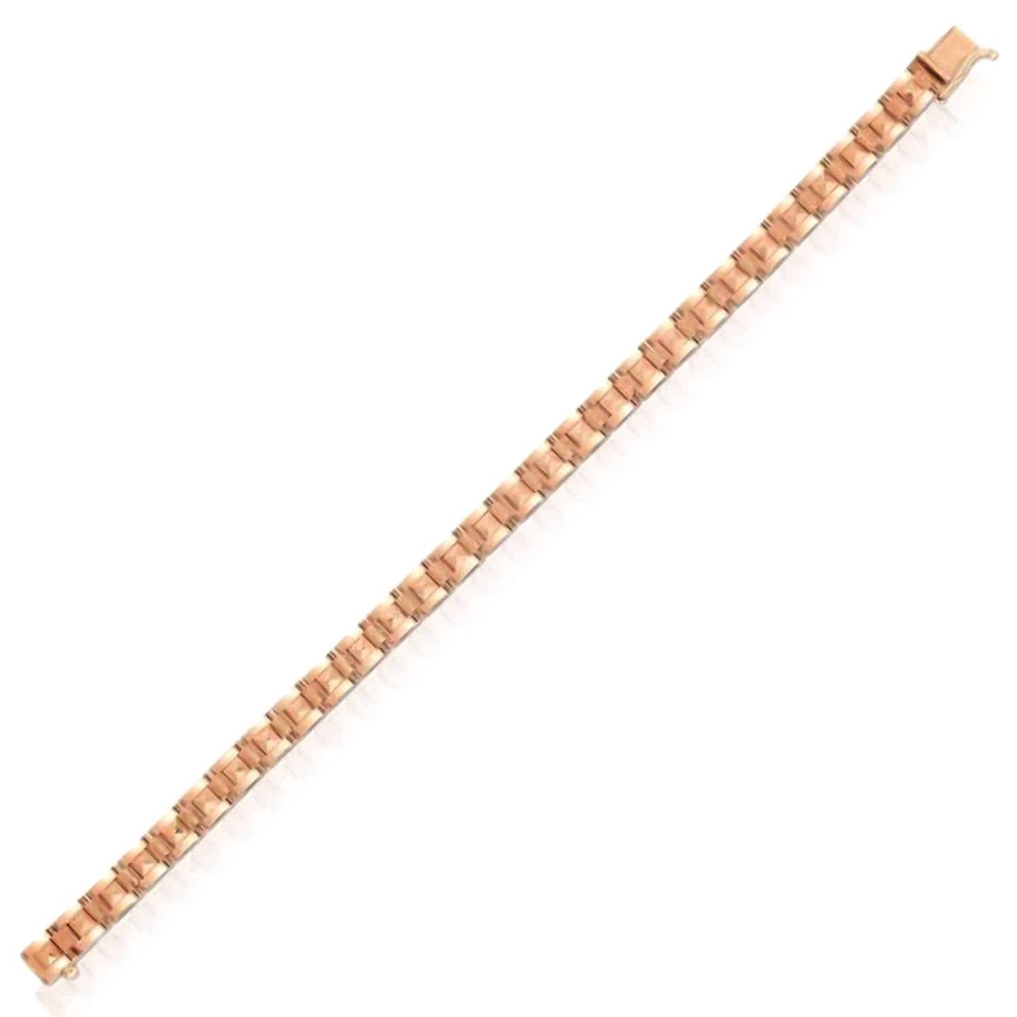 14K Real Gold Yellow White Rose 6mm Stampato Spike Pyramid Bracelet 7"