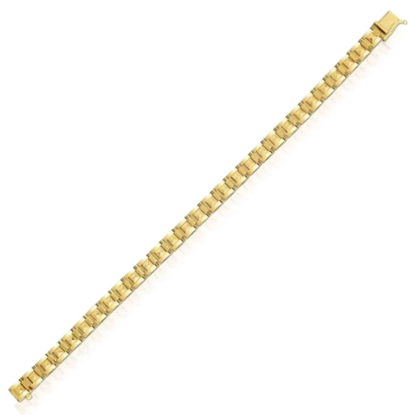 14K Real Gold Yellow White Rose 6mm Stampato Spike Pyramid Bracelet 7"