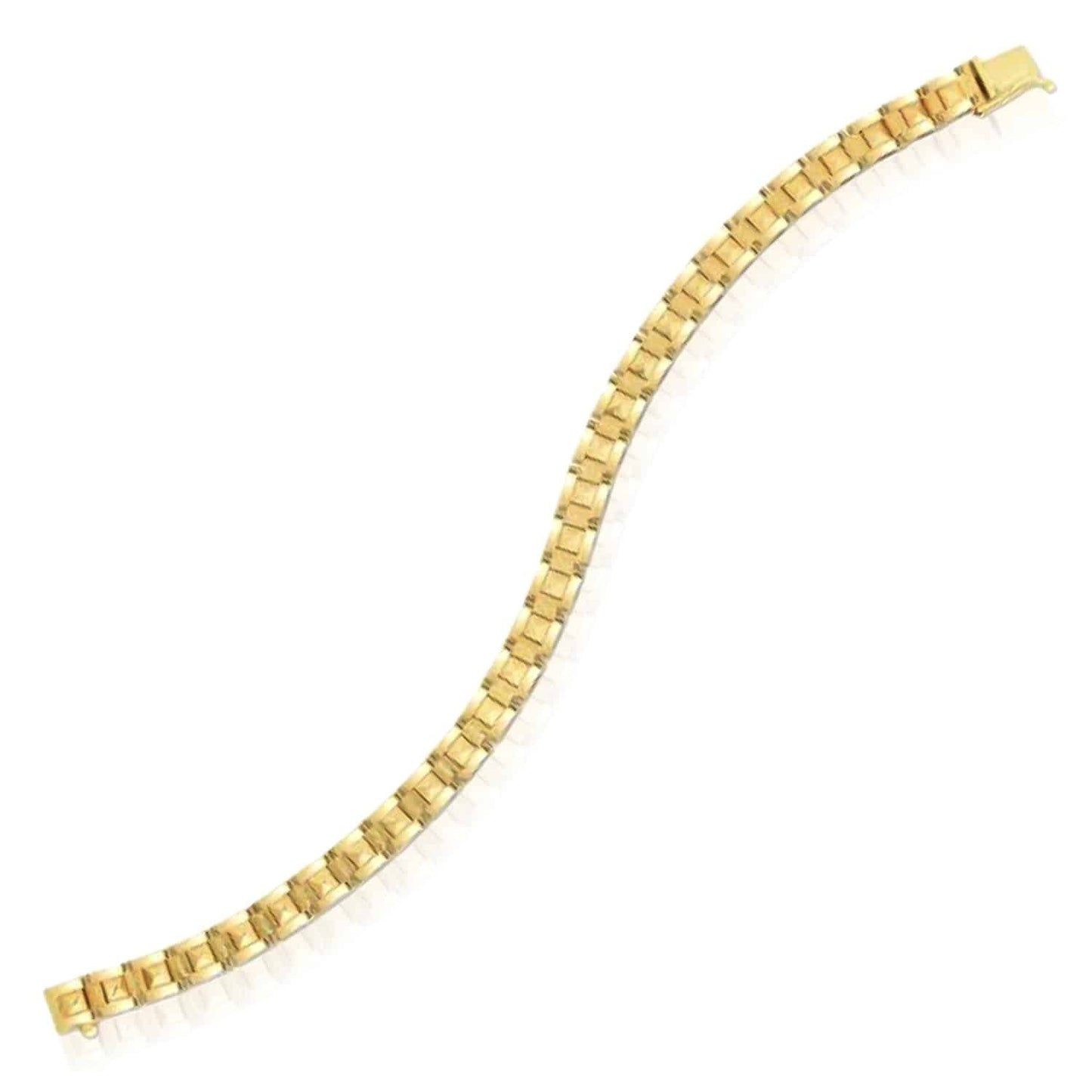 14K Real Gold Yellow White Rose 6mm Stampato Spike Pyramid Bracelet 7"