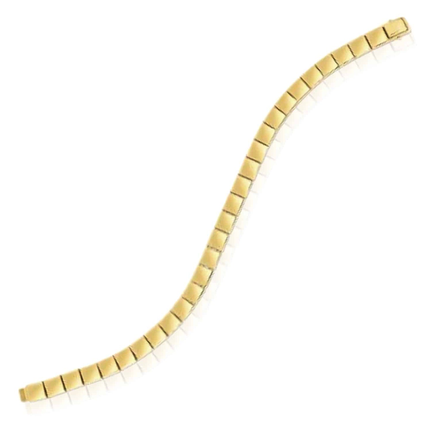 14K Real Gold Yellow 6mm Flat Square Edge Bracelet 7"