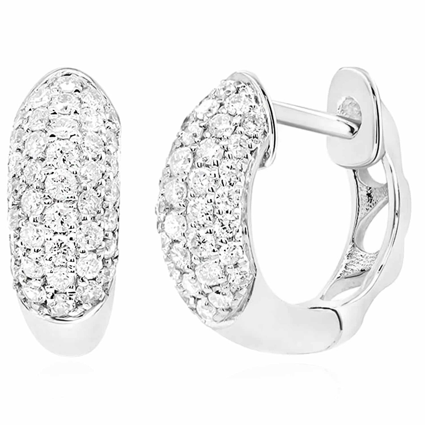 0.35CTW Natural Diamond 10K Gold Yellow White Hinged Round Hoop Earrings 11.5mm