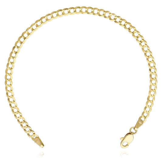 14K Yellow Gold 3.5mm Cuban Bracelet (Solid Links) 7"