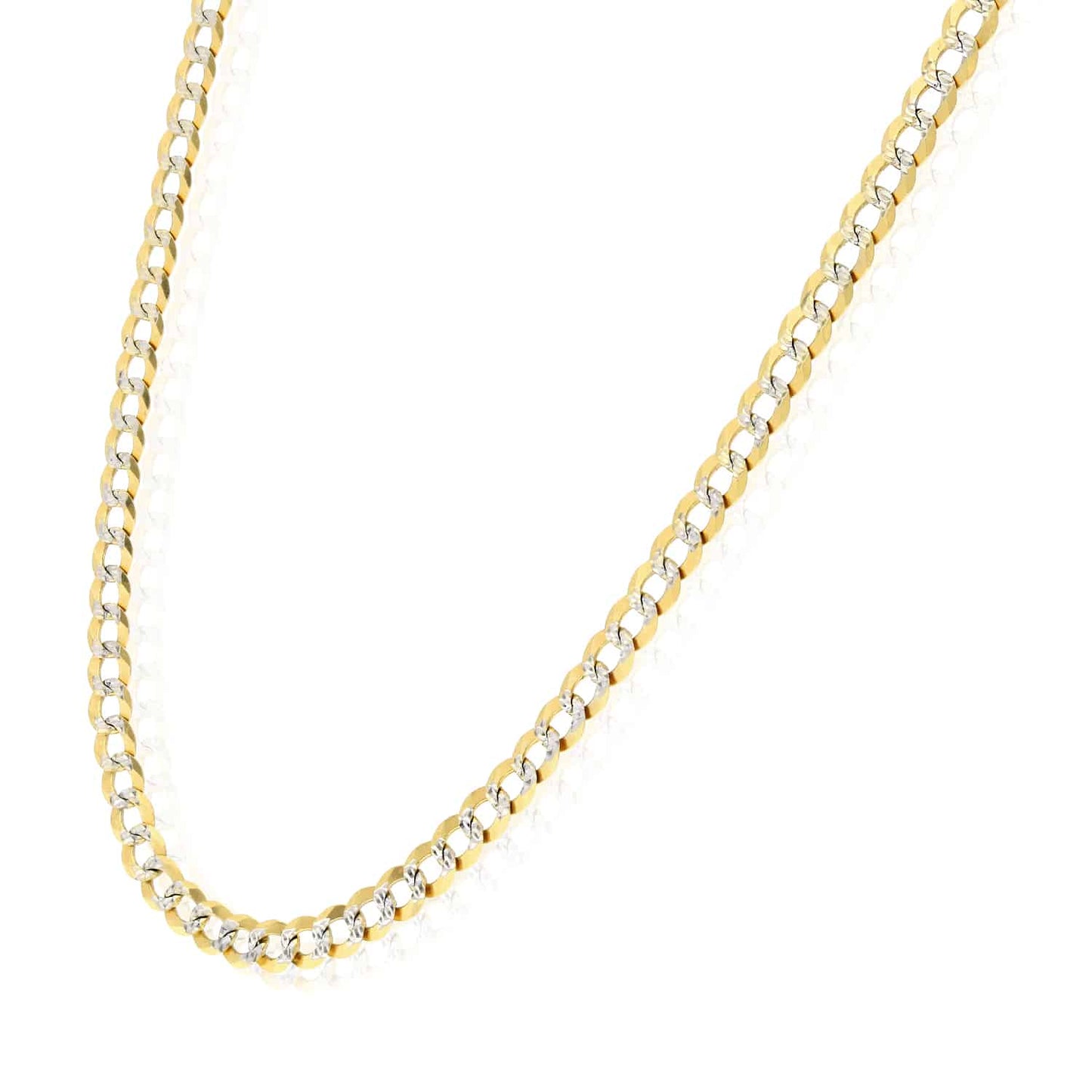 Solid 14K Real Gold 3.6mm Diamond-Cut Cuban Chain Necklace 16"-24"