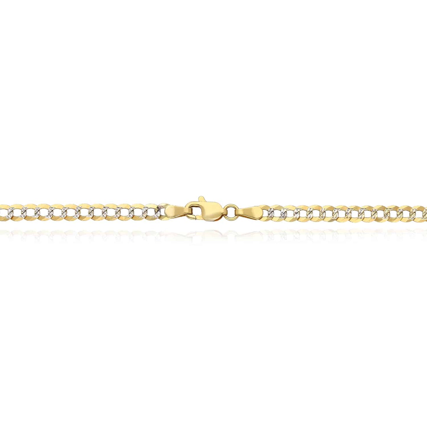 Solid 14K Real Gold 3.6mm Diamond-Cut Cuban Chain Necklace 16"-24"