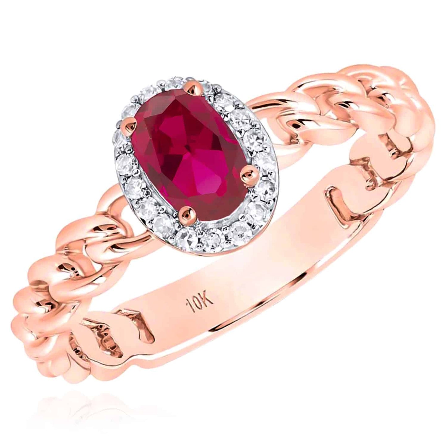 0.60CTW Real Diamond & Ruby 10K Rose Gold Miami Cocktail Ring