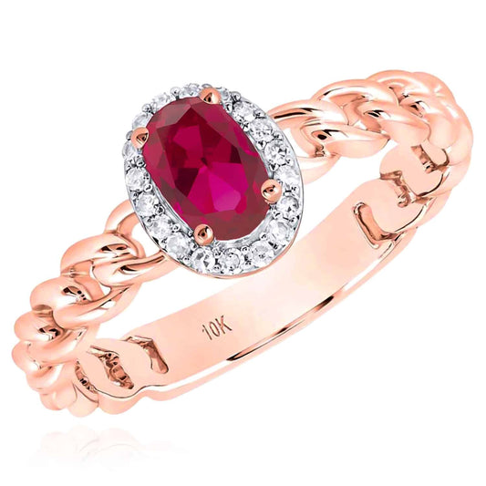 0.60CTW Natural Diamond & Ruby 10K Rose Gold Miami Cocktail Ring