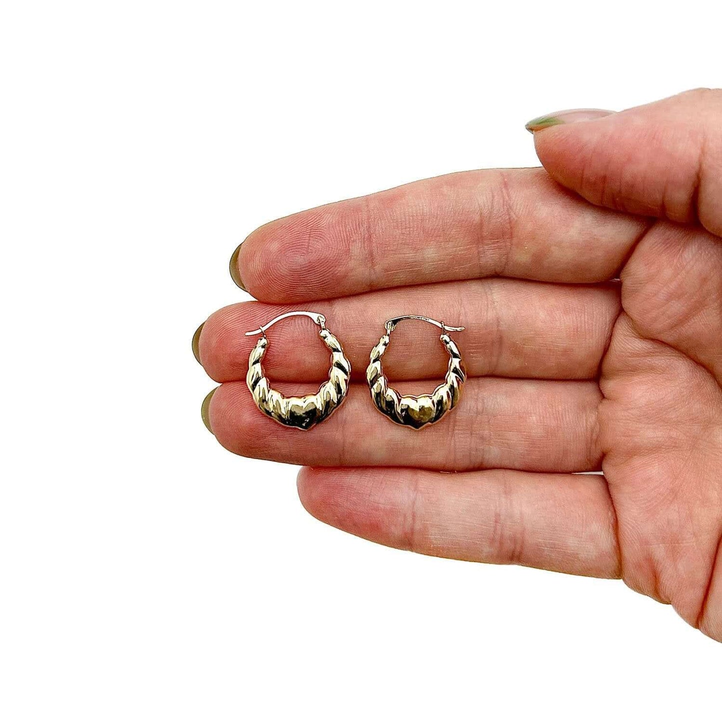 14K Real Gold Love Heart Hoop Earrings 20mm