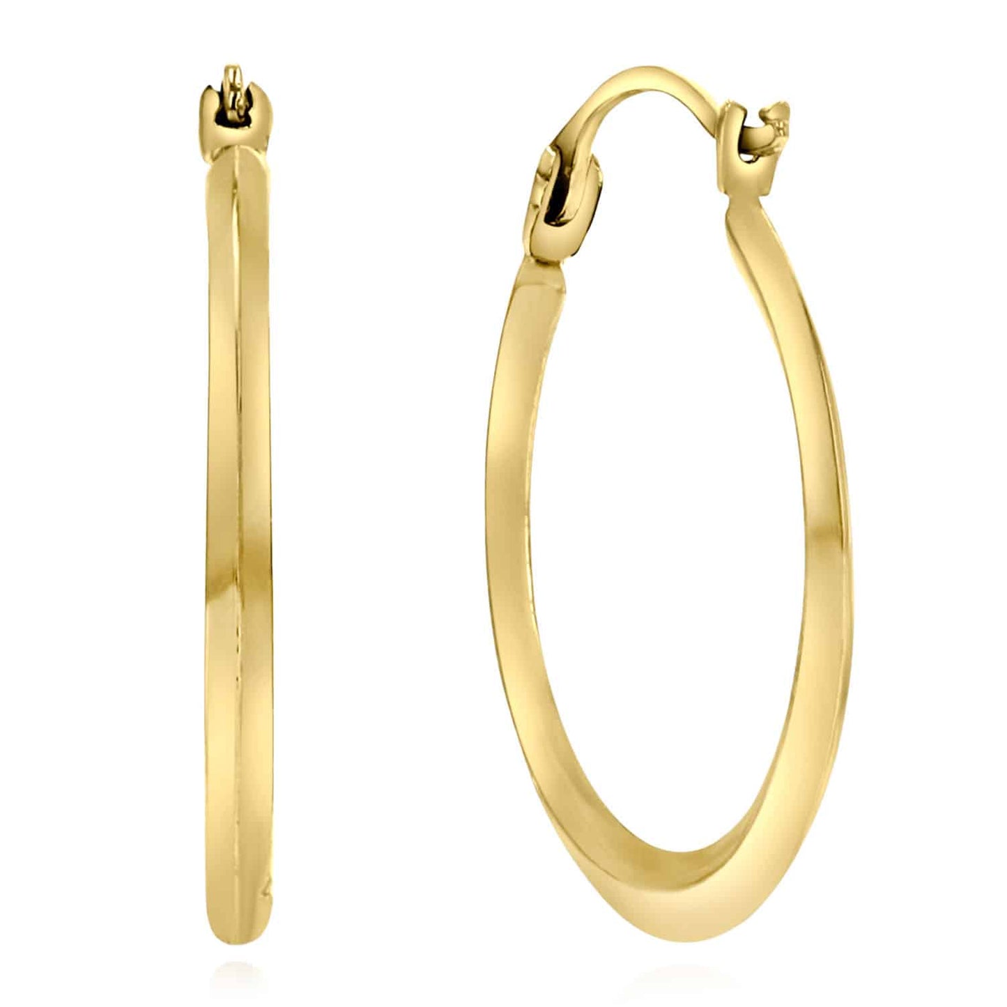 Real 14K Gold Knife Edge Hoop Earrings 19mm
