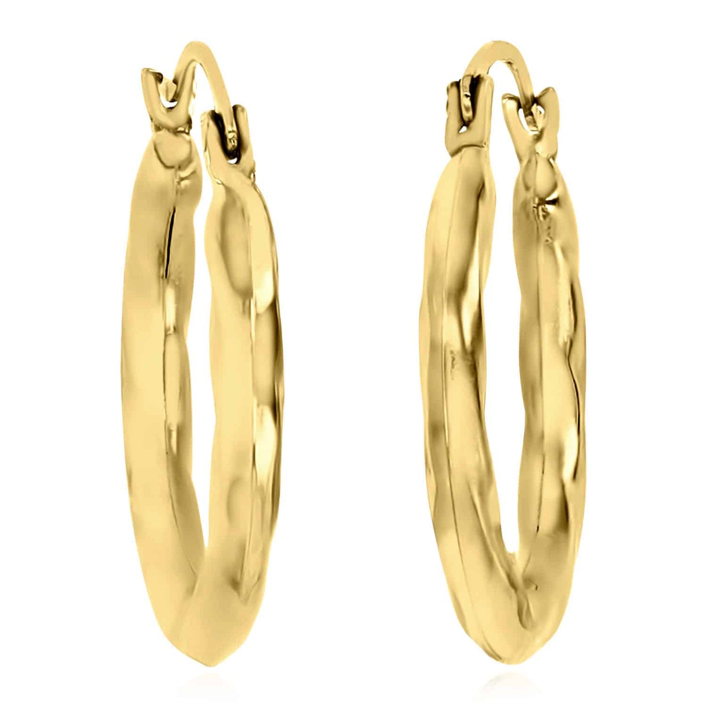 14K Real Gold Swirl Hoop Earrings 19mm