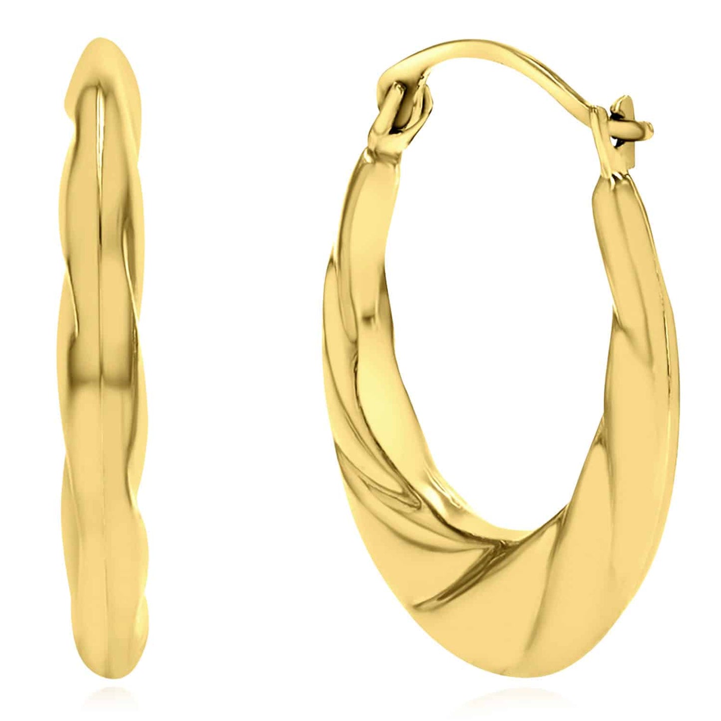 14K Real Gold Graduated Swirl Hoop Earrings 19mm