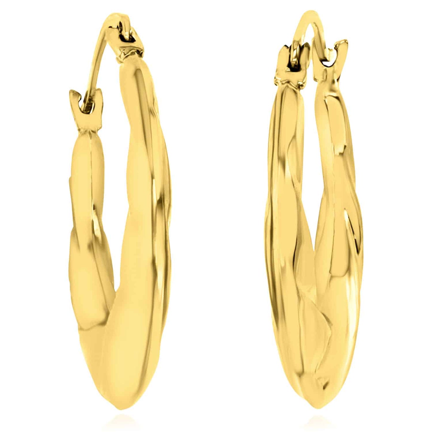 14K Real Gold Graduated Swirl Hoop Earrings 19mm