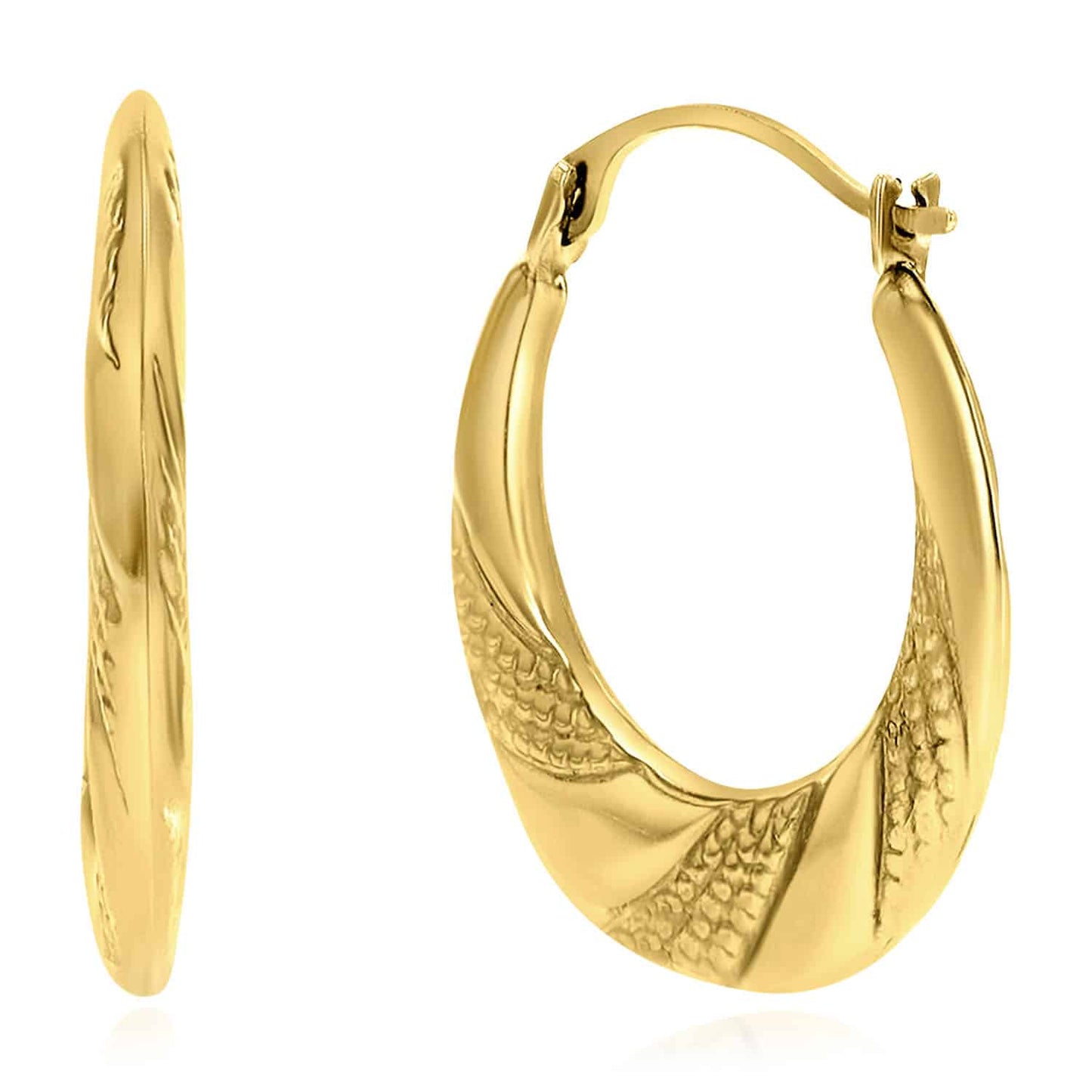 14K Real Gold Graduated Swirl Hoop Earrings 18mm