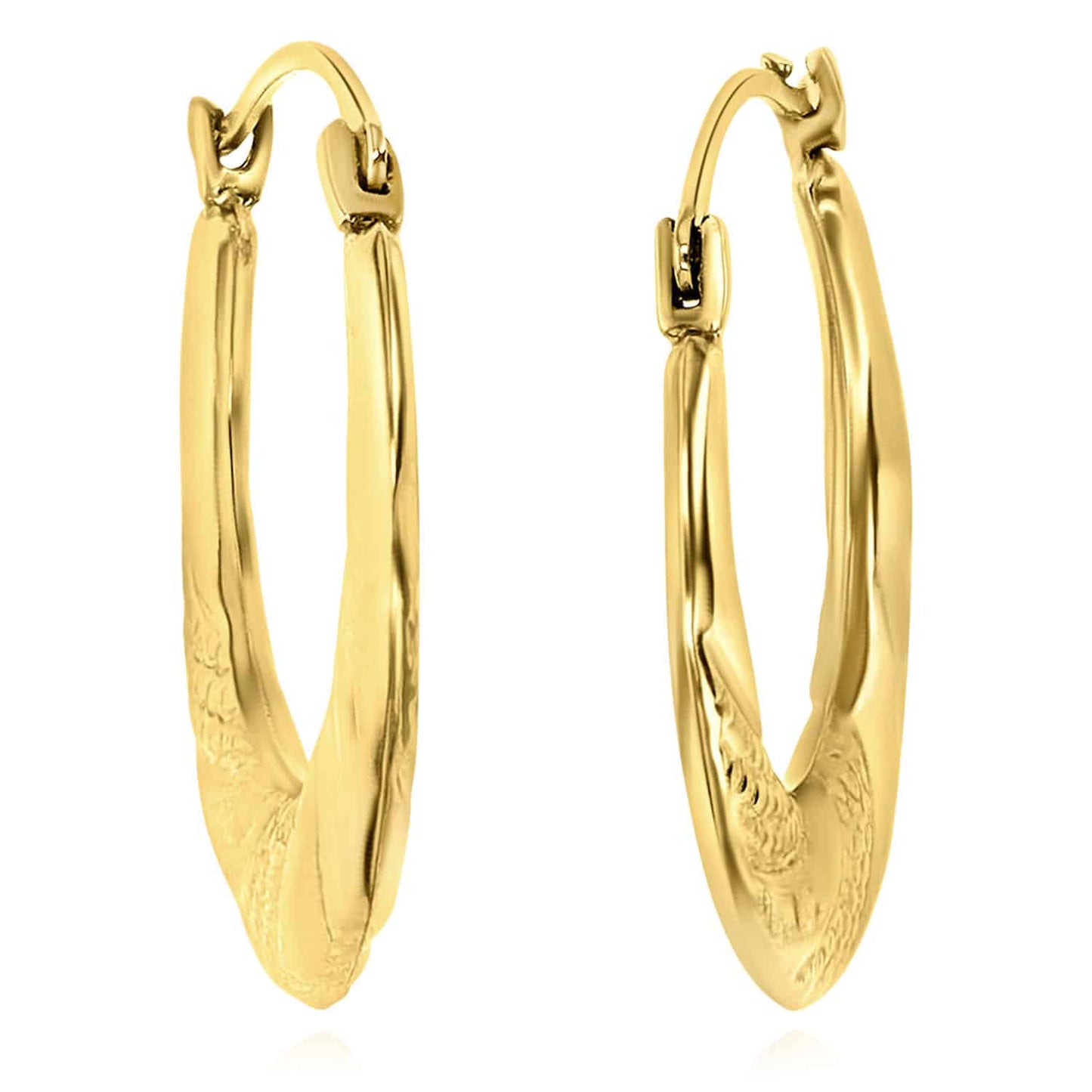 14K Real Gold Graduated Swirl Hoop Earrings 18mm