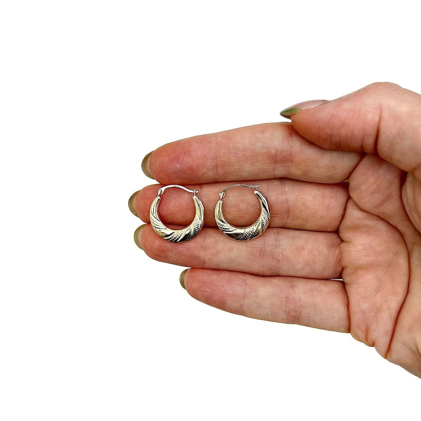 14K Real Gold Graduated Swirl Hoop Earrings 18mm
