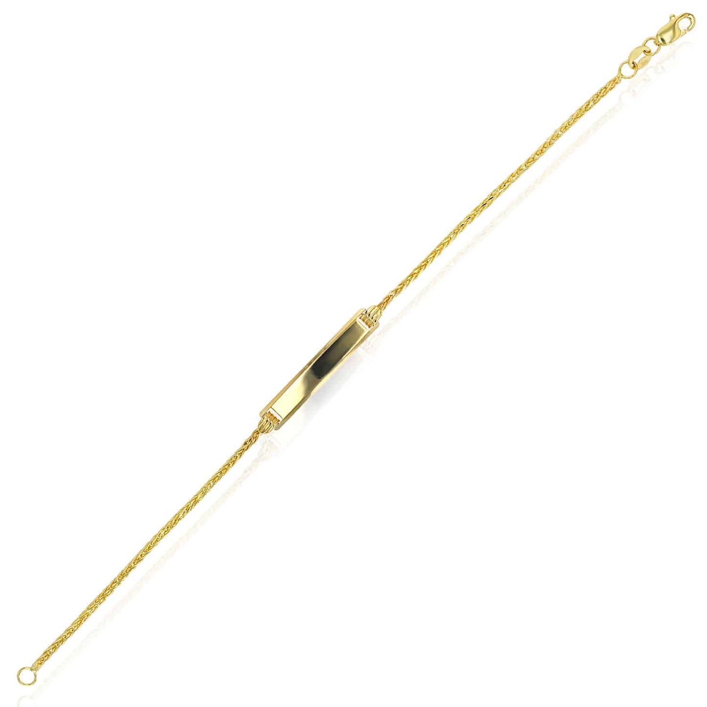 Kids 14K Real Gold Yellow Round Wheat ID Engravable Bracelet 6"
