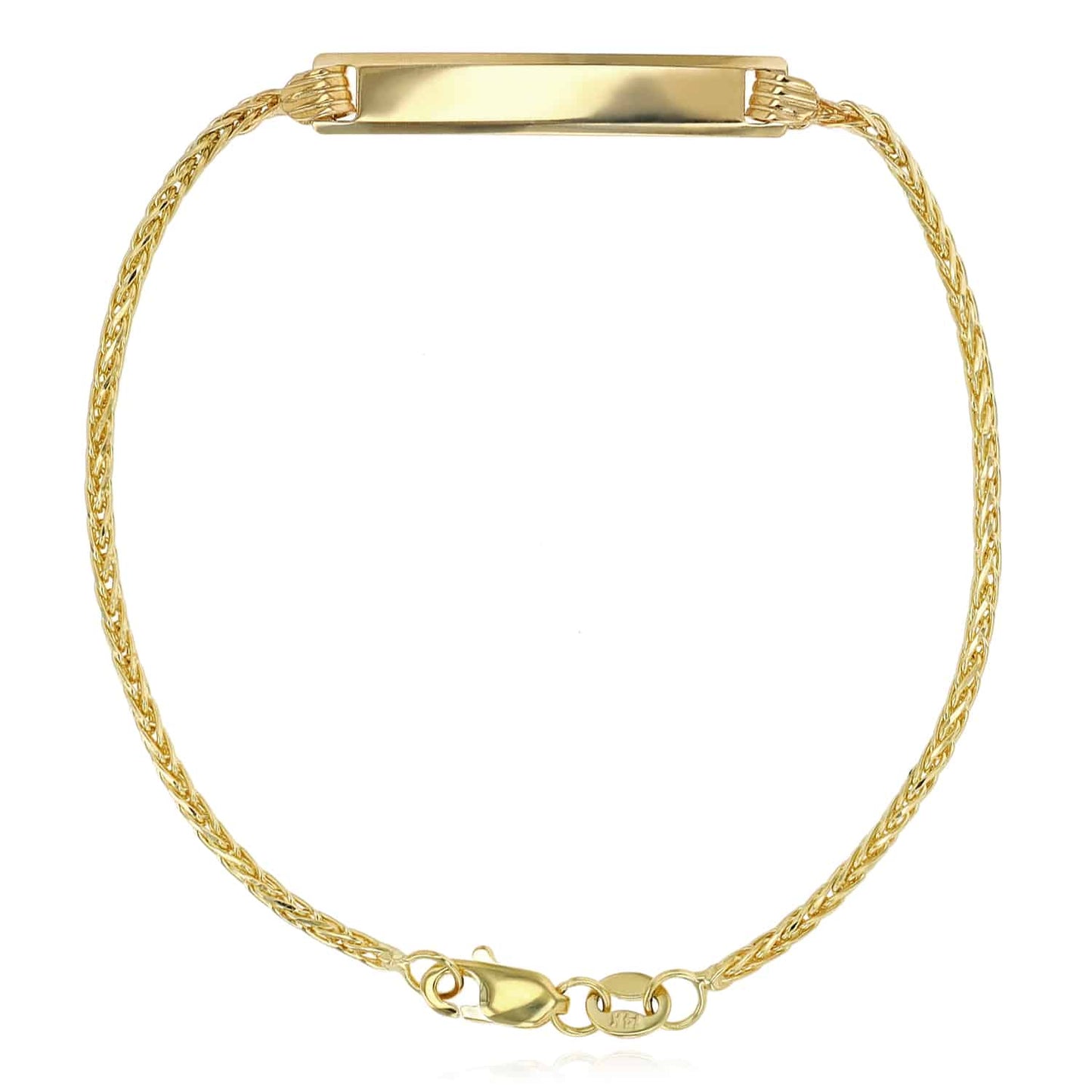 Kids 14K Real Gold Yellow Round Wheat ID Engravable Bracelet 6"