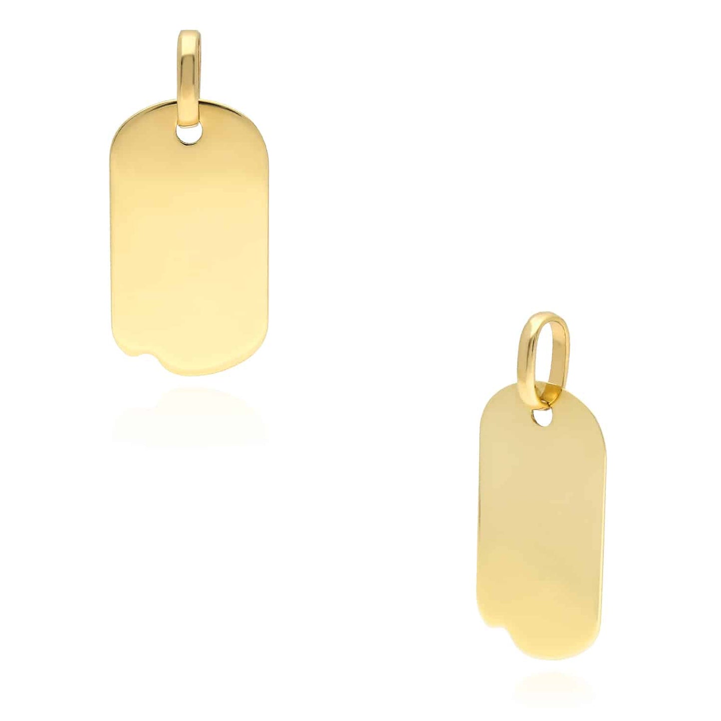 Engravable 14K Real Gold Notched Personalized Dog Tag Pendant 1.1"