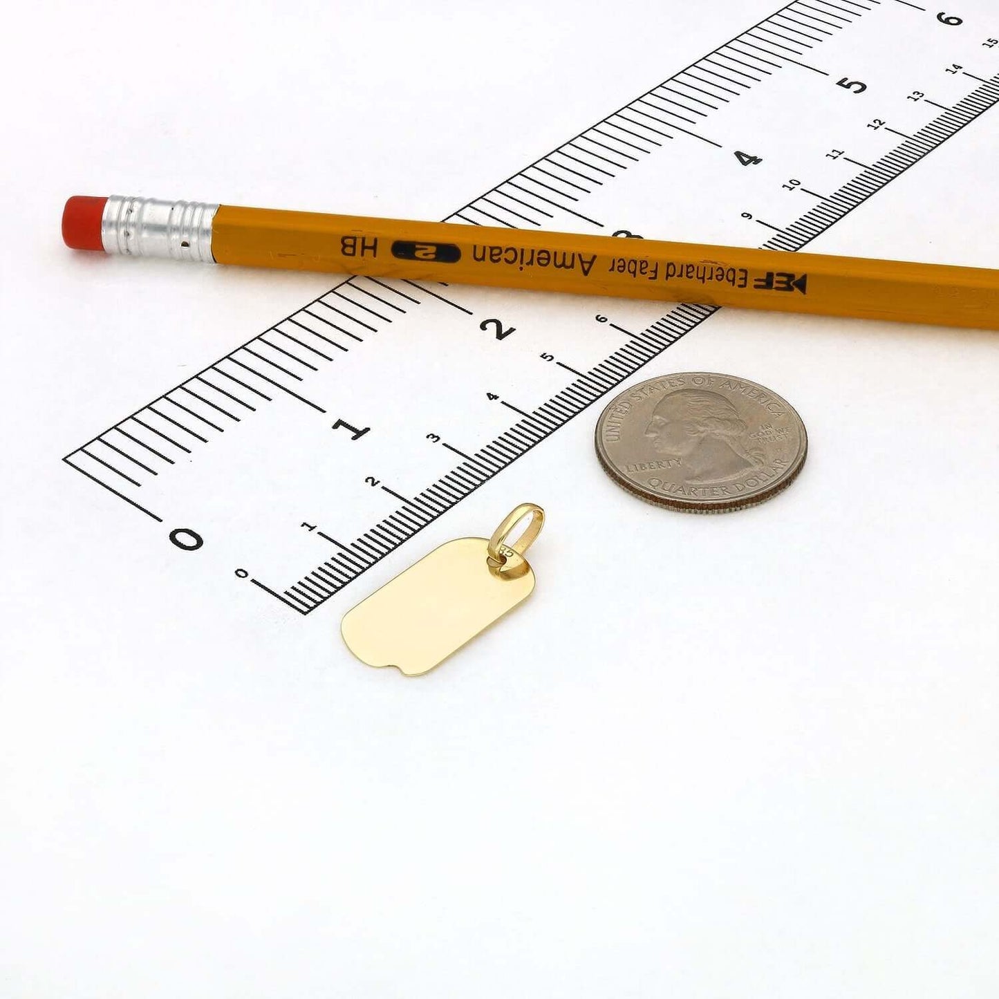 Engravable 14K Real Gold Notched Personalized Dog Tag Pendant 1.1"