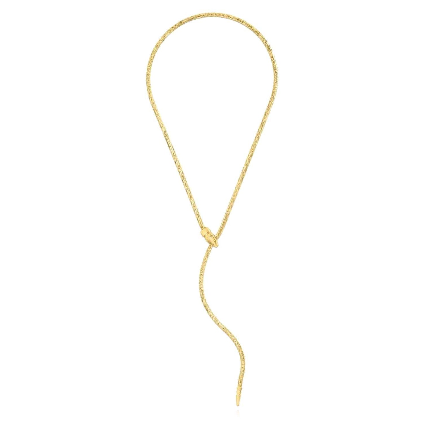 14K Real Gold Unique Snake Herringbone Necklace 18" Adjustable