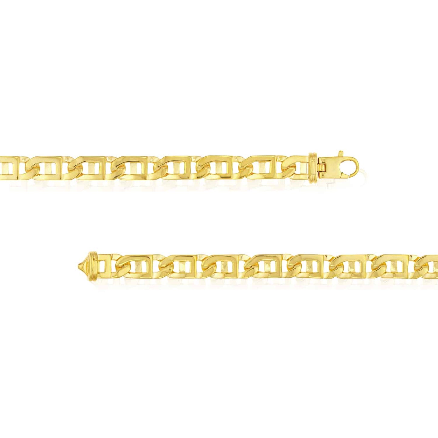 14K Gold Yellow 8.4mm Window Anchor Mariner Bracelet 8.5"