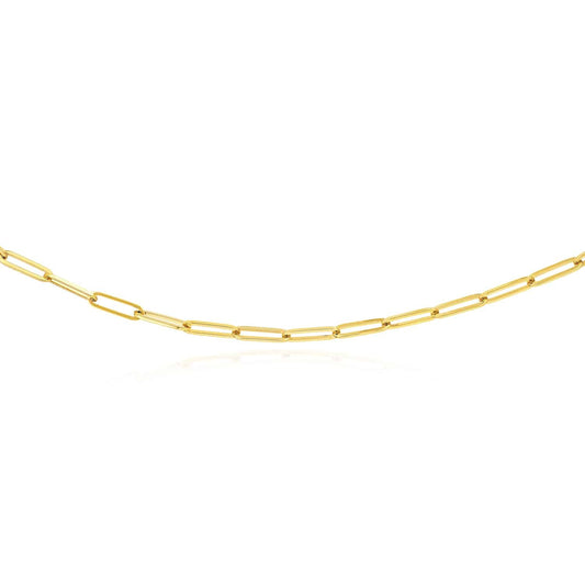 14K Yellow Gold 5mm Paperclip Bracelet (Solid Links) 8"