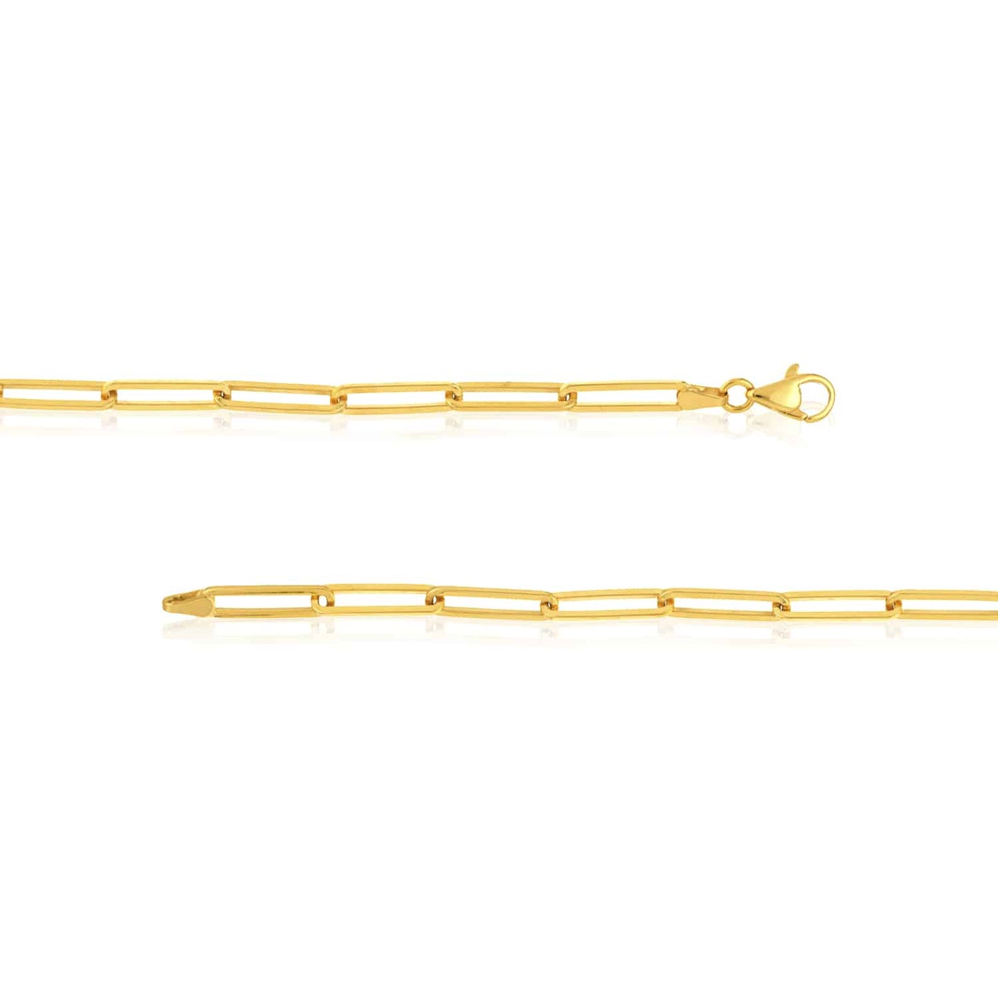 14K Yellow Gold 4mm Paperclip Chain (Solid Links) 18" 20" 24" 30"