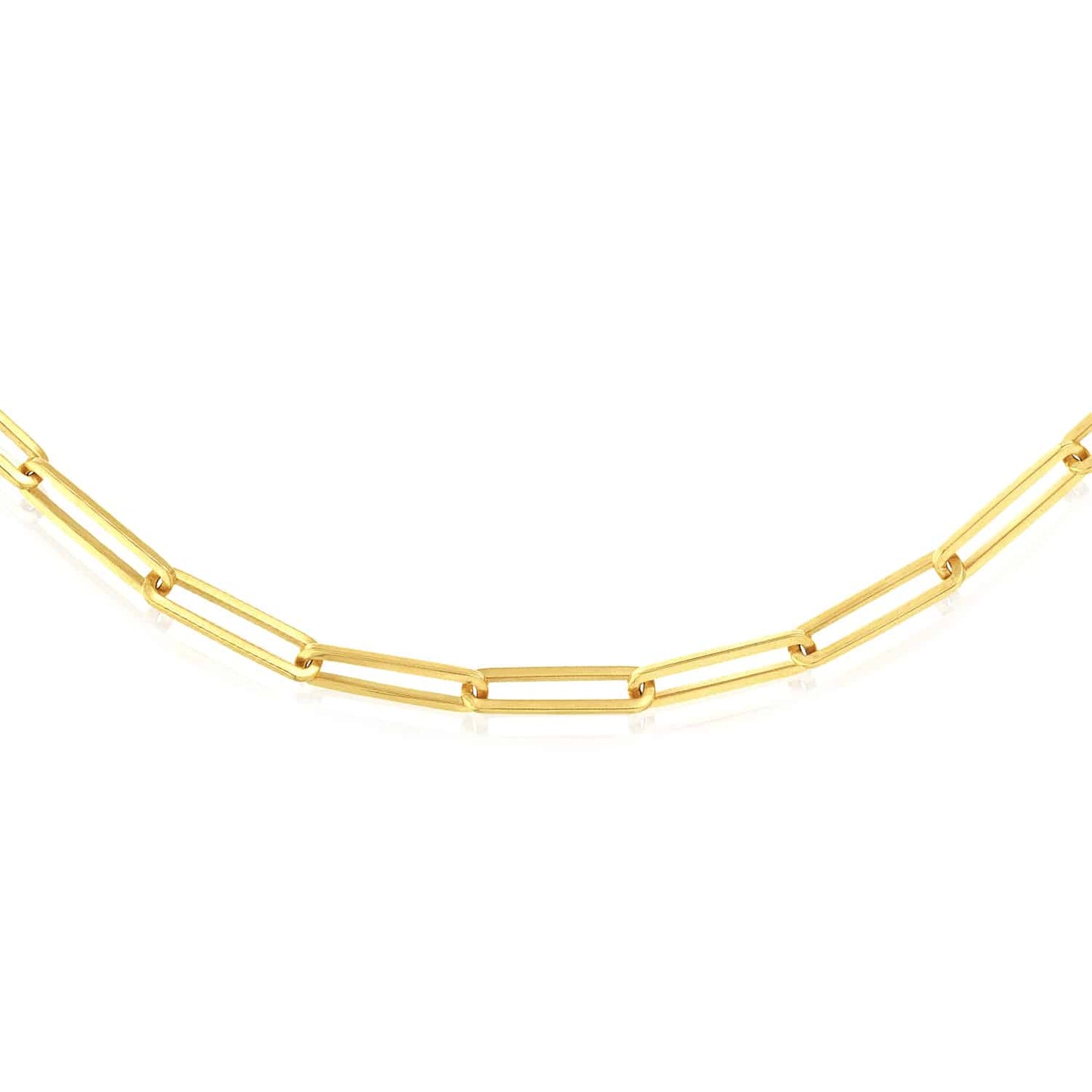 14K Yellow Gold 4mm Paperclip Chain (Solid Links) 18" 20" 24" 30"