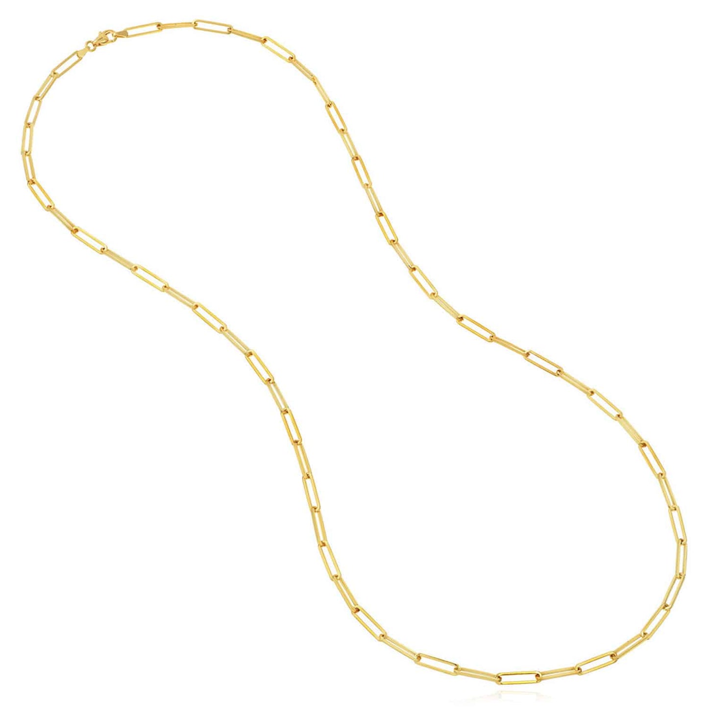 14K Yellow Gold 4mm Paperclip Chain (Solid Links) 18" 20" 24" 30"