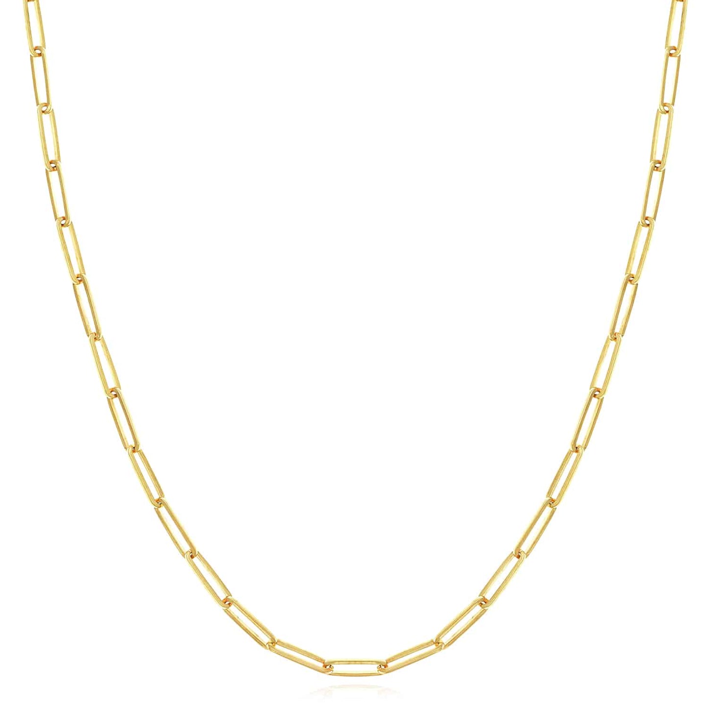 14K Yellow Gold 4mm Paperclip Chain (Solid Links) 18" 20" 24" 30"