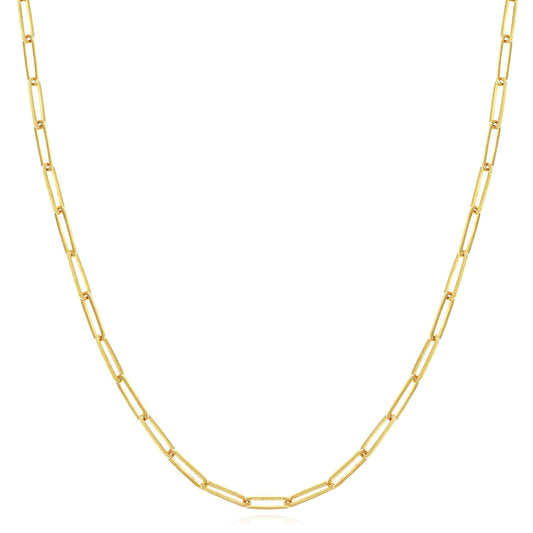 14K Yellow Gold 4mm Paperclip Chain (Solid Links) 18" 20" 24" 30"