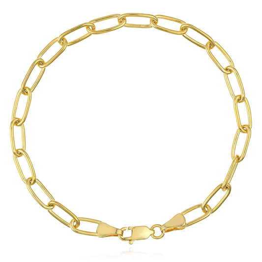 14K Yellow Gold 5mm Paperclip Bracelet (Hollow) 7.5"