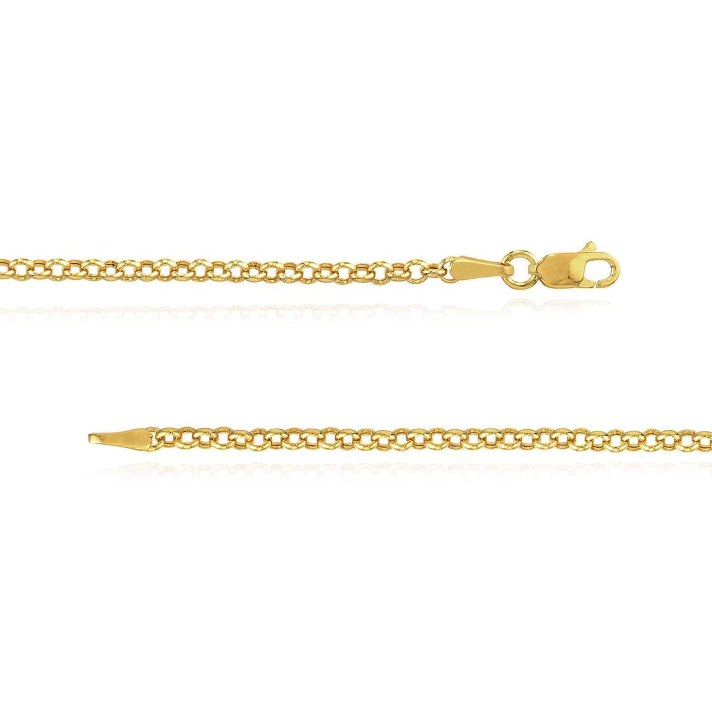 14K Real Gold Carabiner Heart Pendant Rolo Necklace 18"