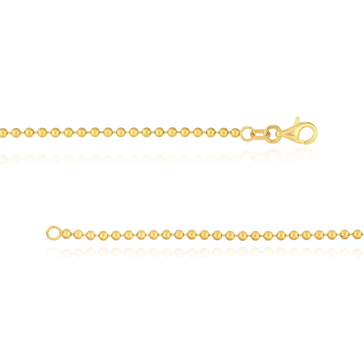 14K Real Gold Yellow Ball Bead Round Charm Bracelet 7.5"
