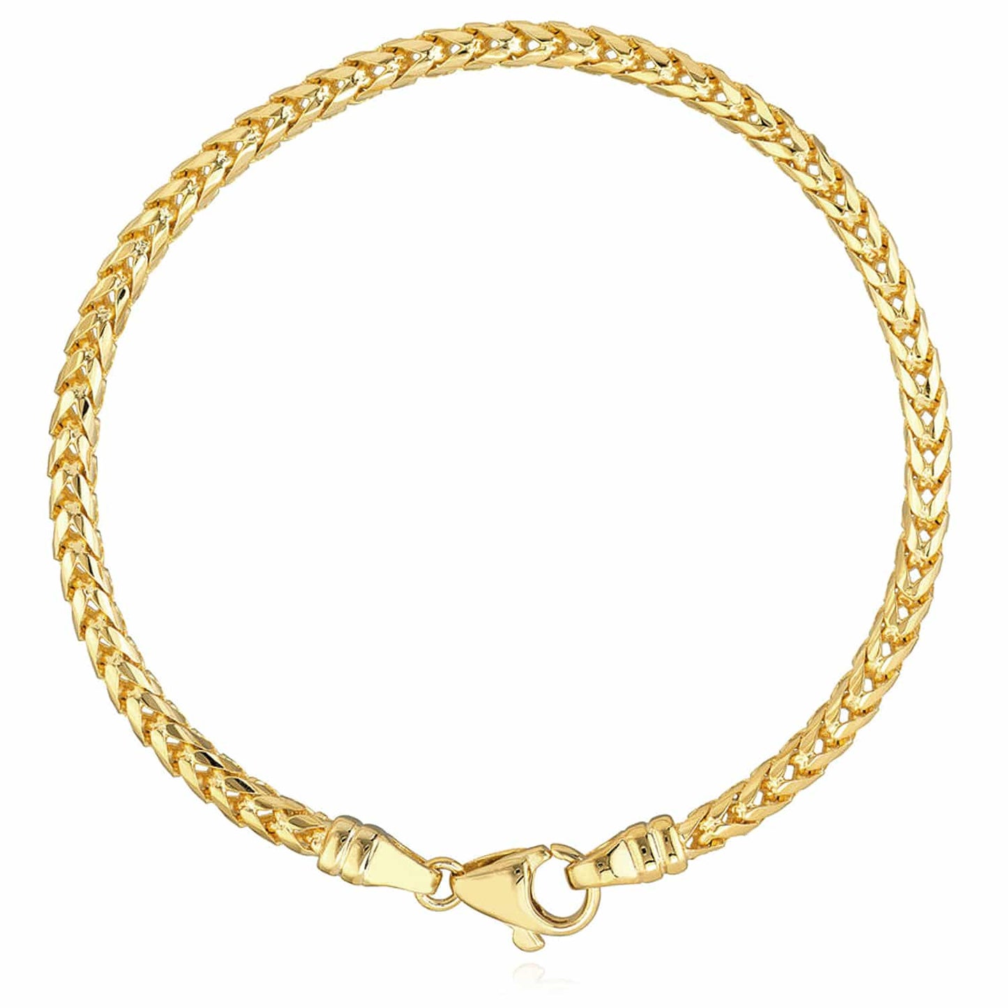 Solid 14K Real Gold Yellow 3.7mm Franco Bracelet 8.5"
