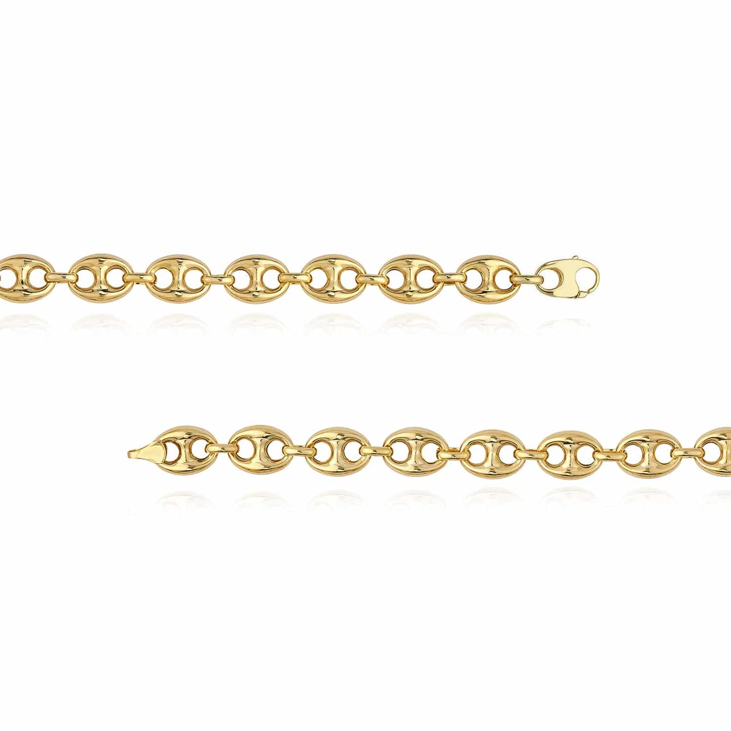 14K Real Gold Yellow 10mm Puffed Mariner Bracelet 7.5"