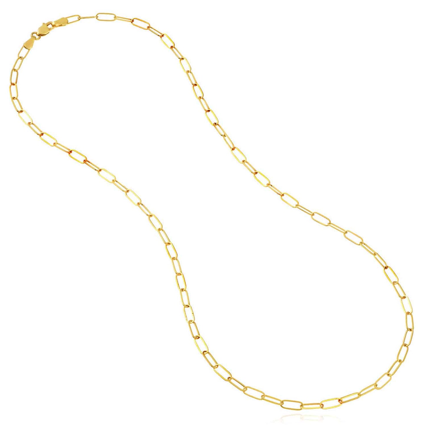 14K Real Gold 3mm Paperclip Chain Necklace 16" 18" 20" 24"