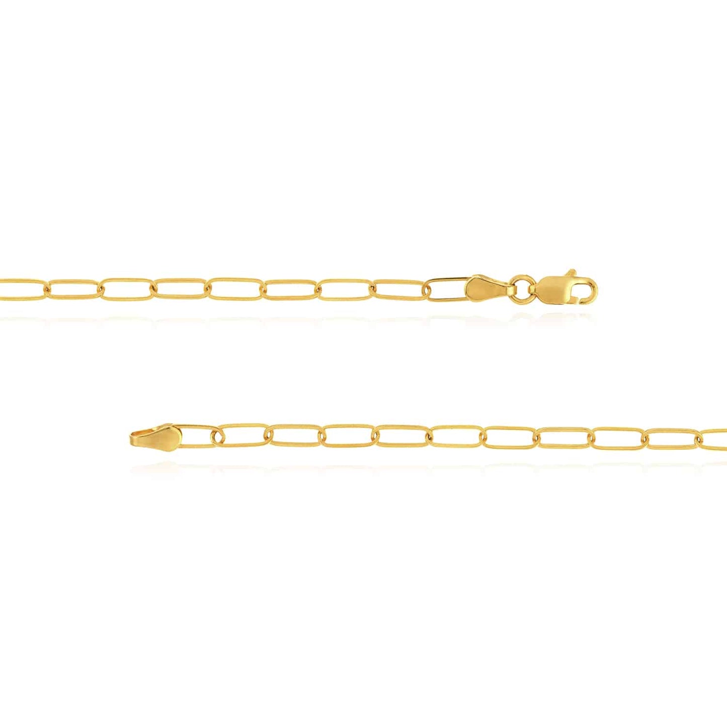 14K Real Gold 3mm Paperclip Chain Necklace 16" 18" 20" 24"