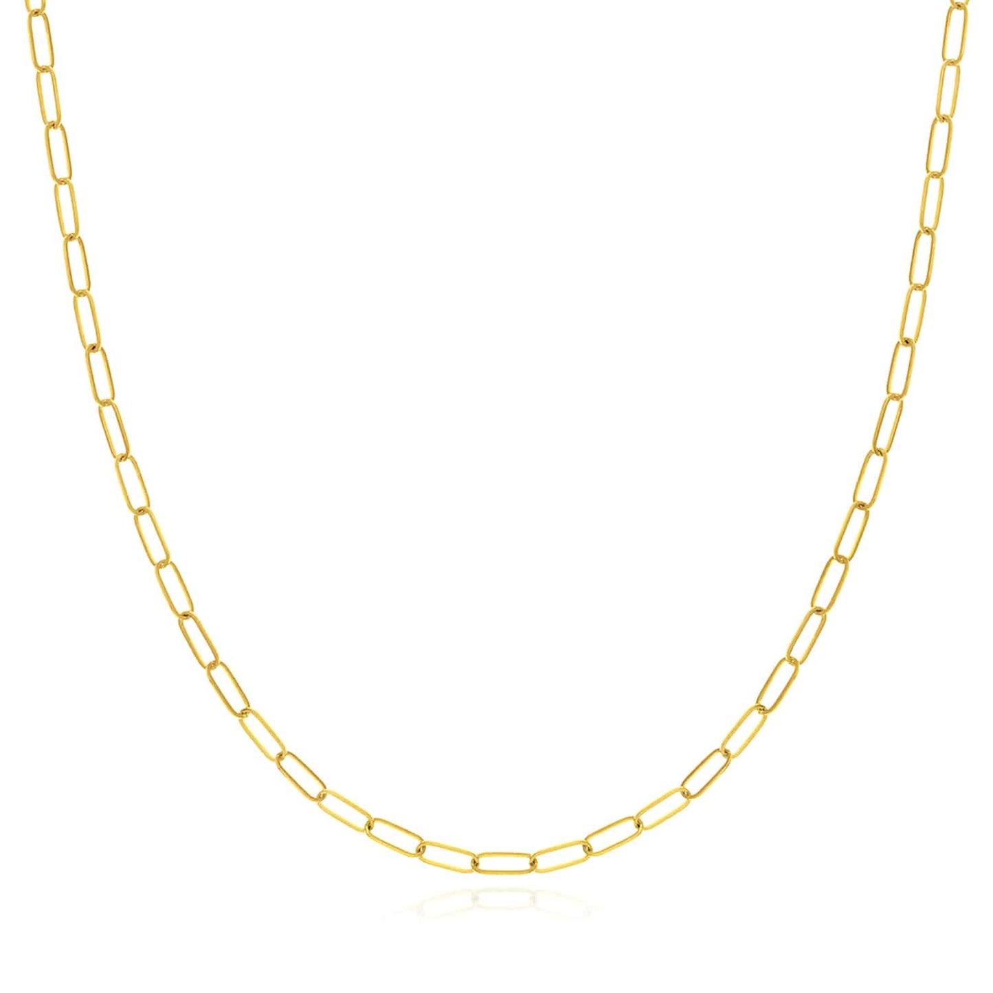 14K Real Gold 3mm Paperclip Chain Necklace 16" 18" 20" 24"
