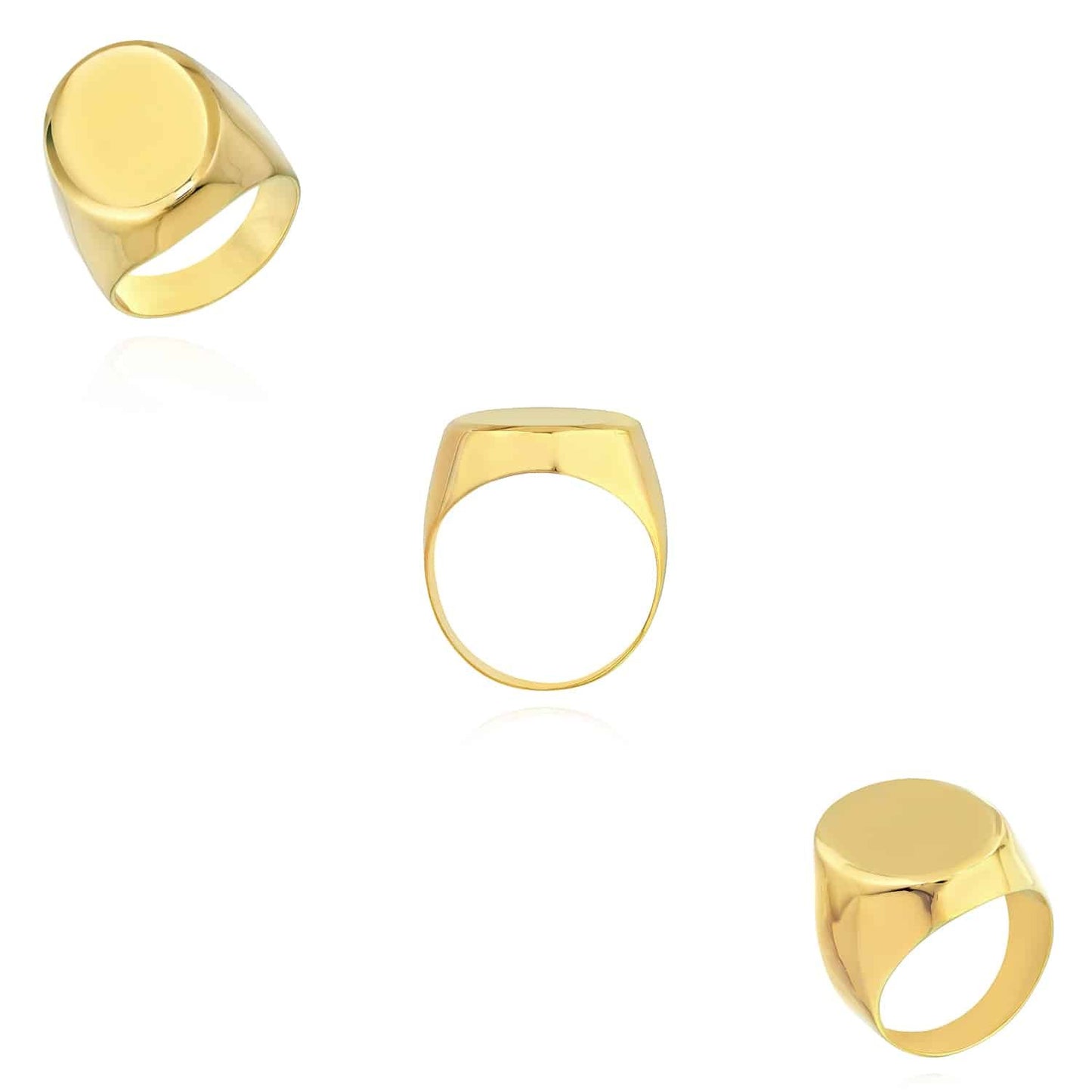 Engravable 14K Real Gold Personalized Oval Signet Ring