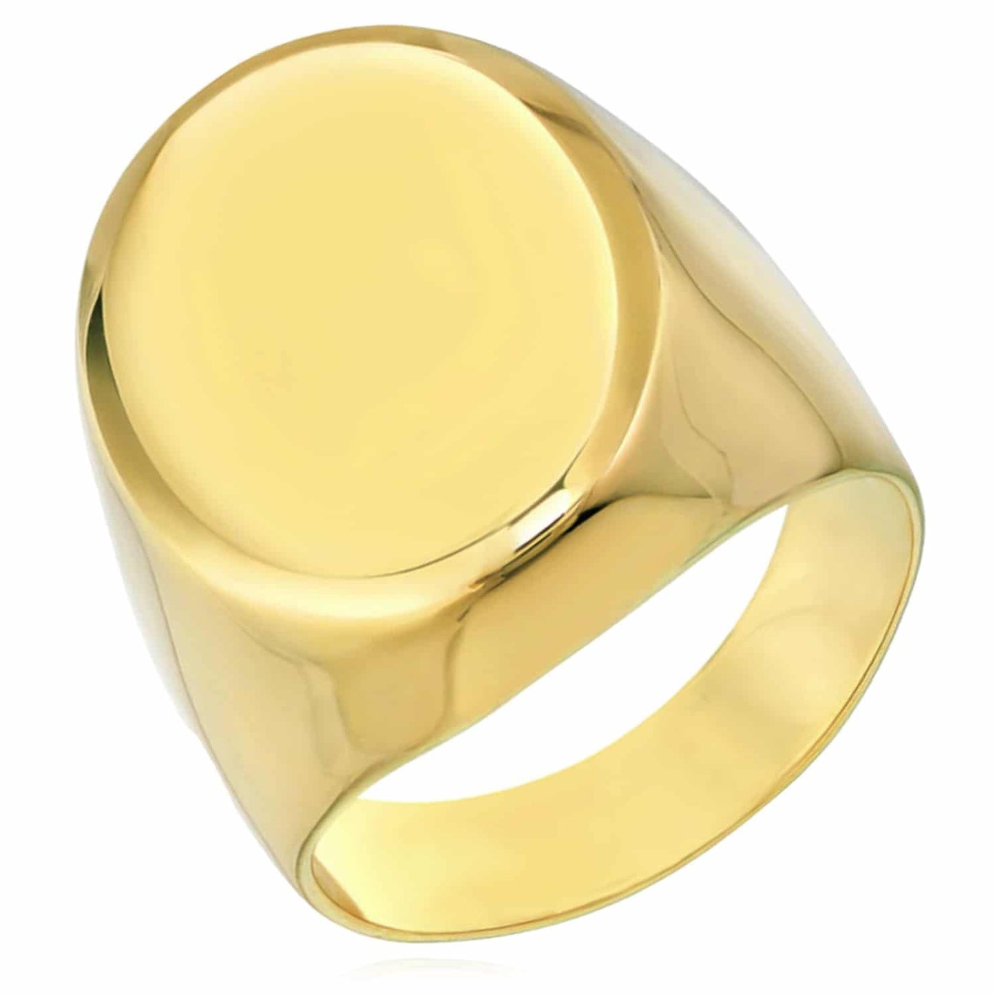 Engravable 14K Real Gold Personalized Oval Signet Ring