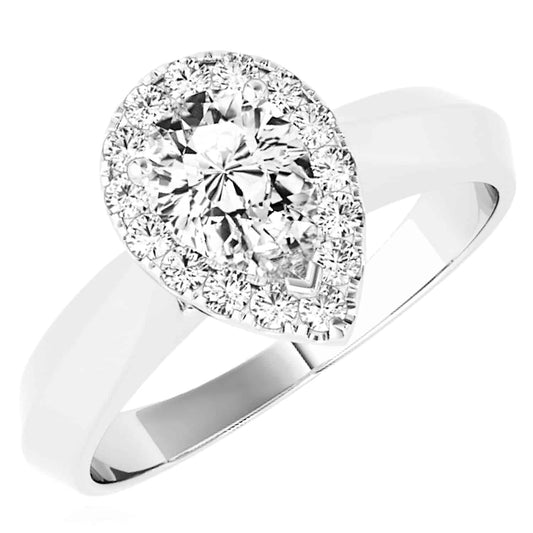 2.15CTW Lab-Grown Diamond 18K Gold White Pear-Shaped Engagement Ring